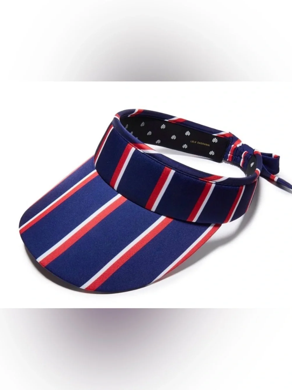Lele Sadoughi women's navy blue Striped Cotton Bow Tie Visor hat